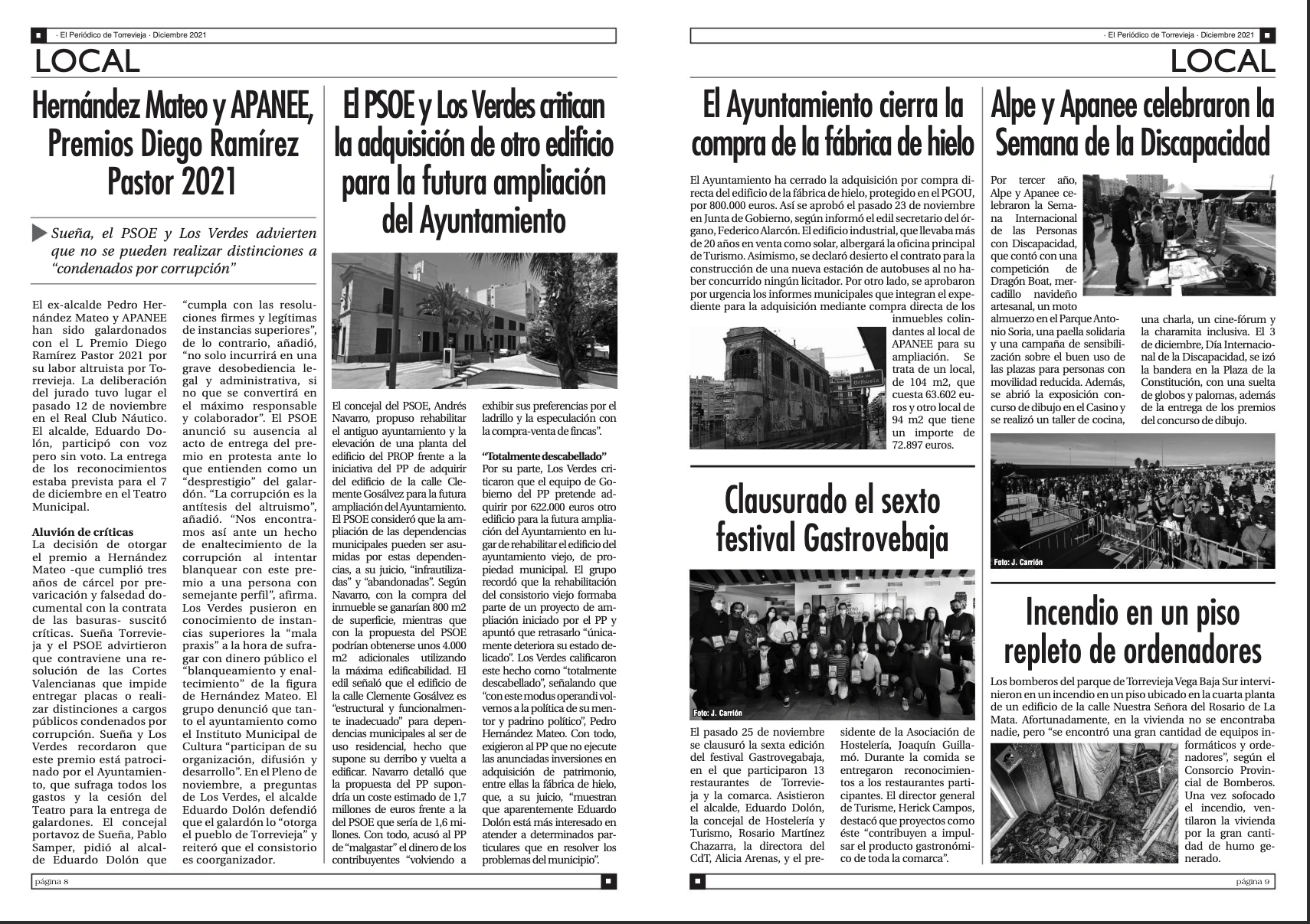 Interior · Sección Local · Páginas 8–9
